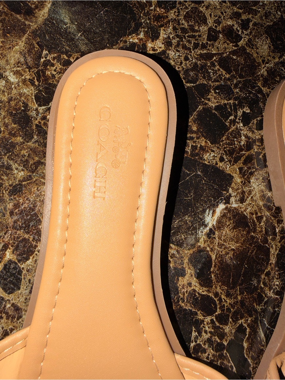 Coach Tan Signature Jacquard Slide Sandals with Gold Hardware - Picture 5 of 11
